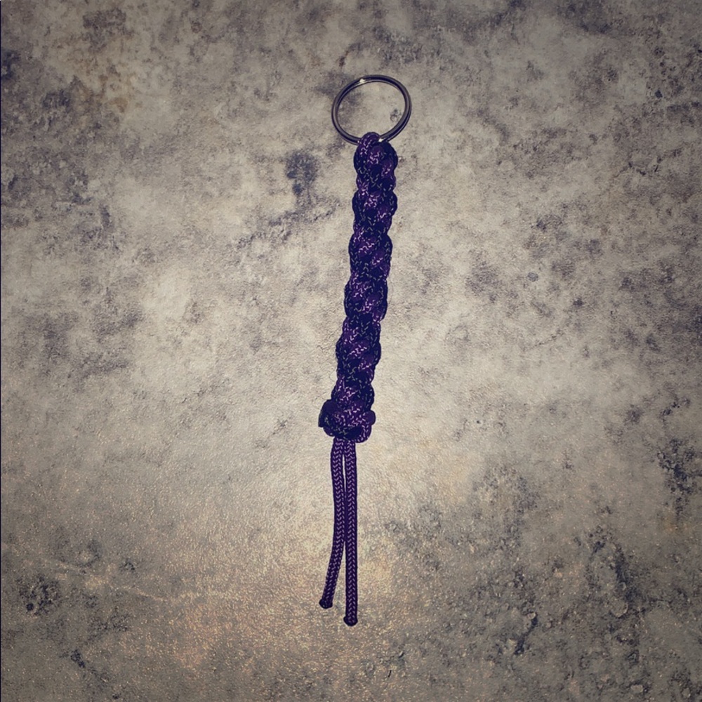 Purple and Black Cylinder Shaped Paracord Keychain